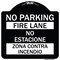 Signmission No Parking Fire Lane No Estacione Zona Contra Incendio Heavy-Gauge Alum, 18" x 18", BW-1818-23633 A-DES-BW-1818-23633 - alternate 1